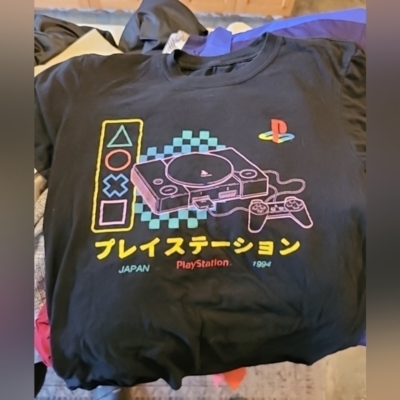 "Vintage Playstation 1994" Size Medium Black Short Sleeve Cotton T-Shirt ©️ 2021 - Picture 6 of 7